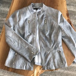 Grey Vegan Leather Jacket